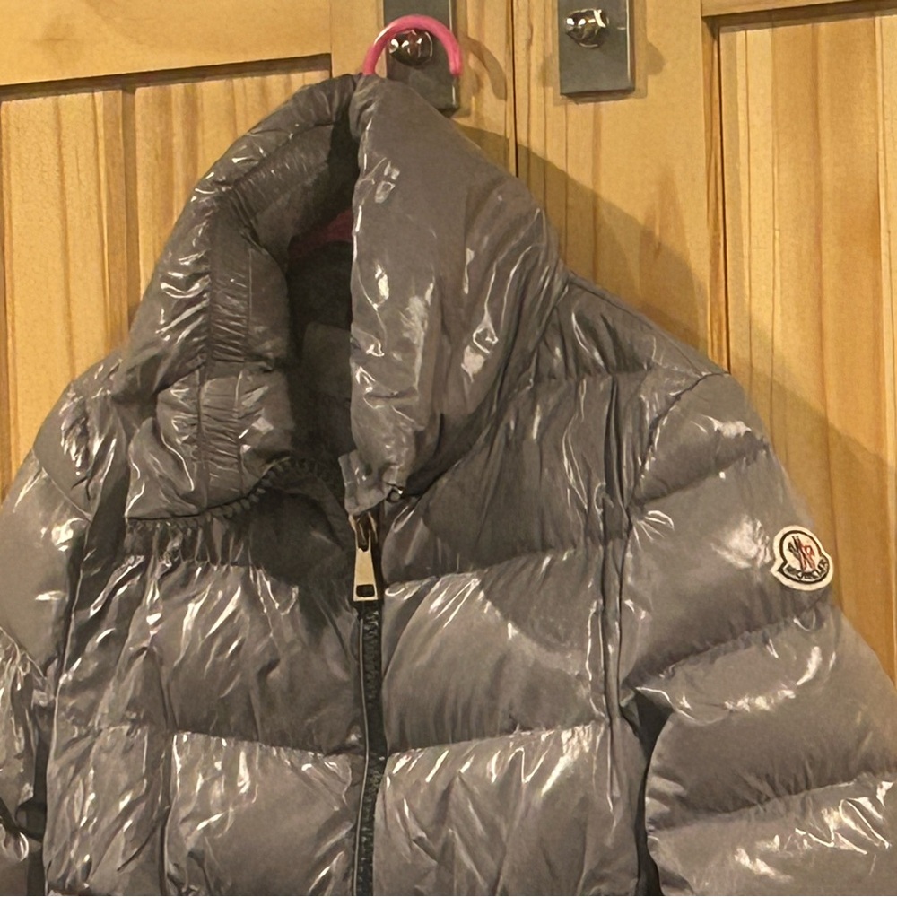 Moncler Shiny Gray Puffer Coat